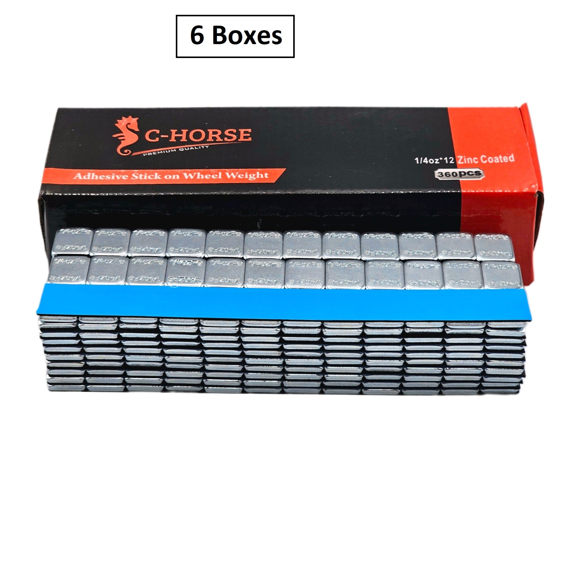 Stick-On Wheel Weights Zinc Coated - 0.25 oz Increments with Blue Adhesive Tape