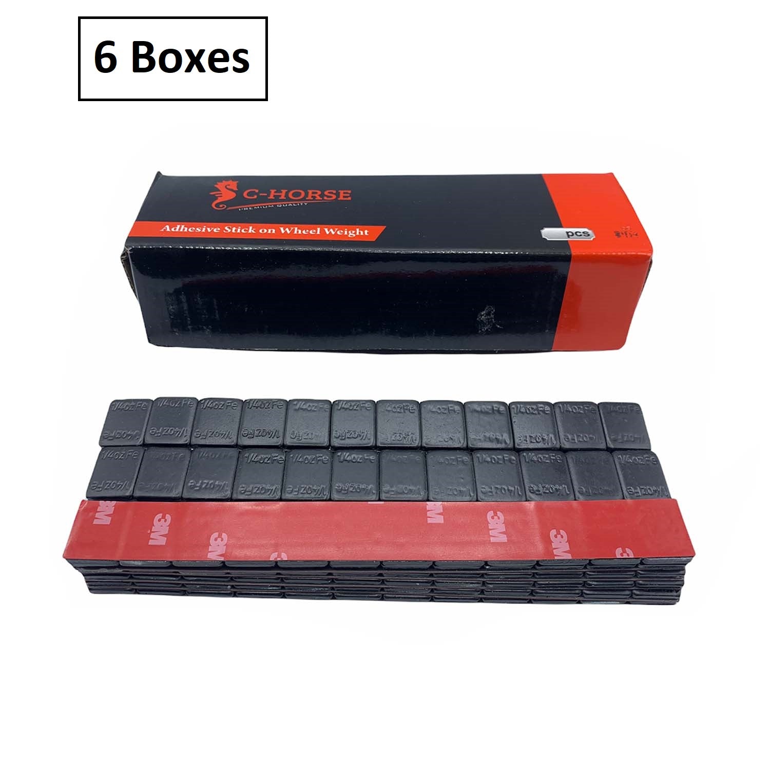 Stick-On Wheel Weights Black Coated - 0.25 oz Increments with 3M Adhesive Tape