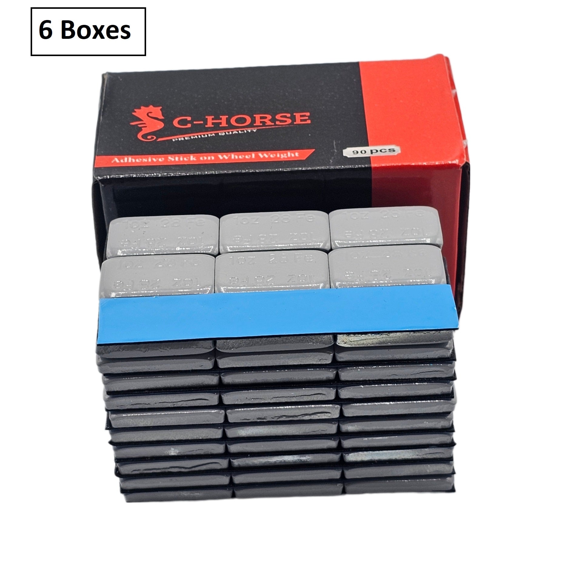 Stick-On Wheel Weights Gray Coated - 1 oz Increments with Blue Adhesive Tape