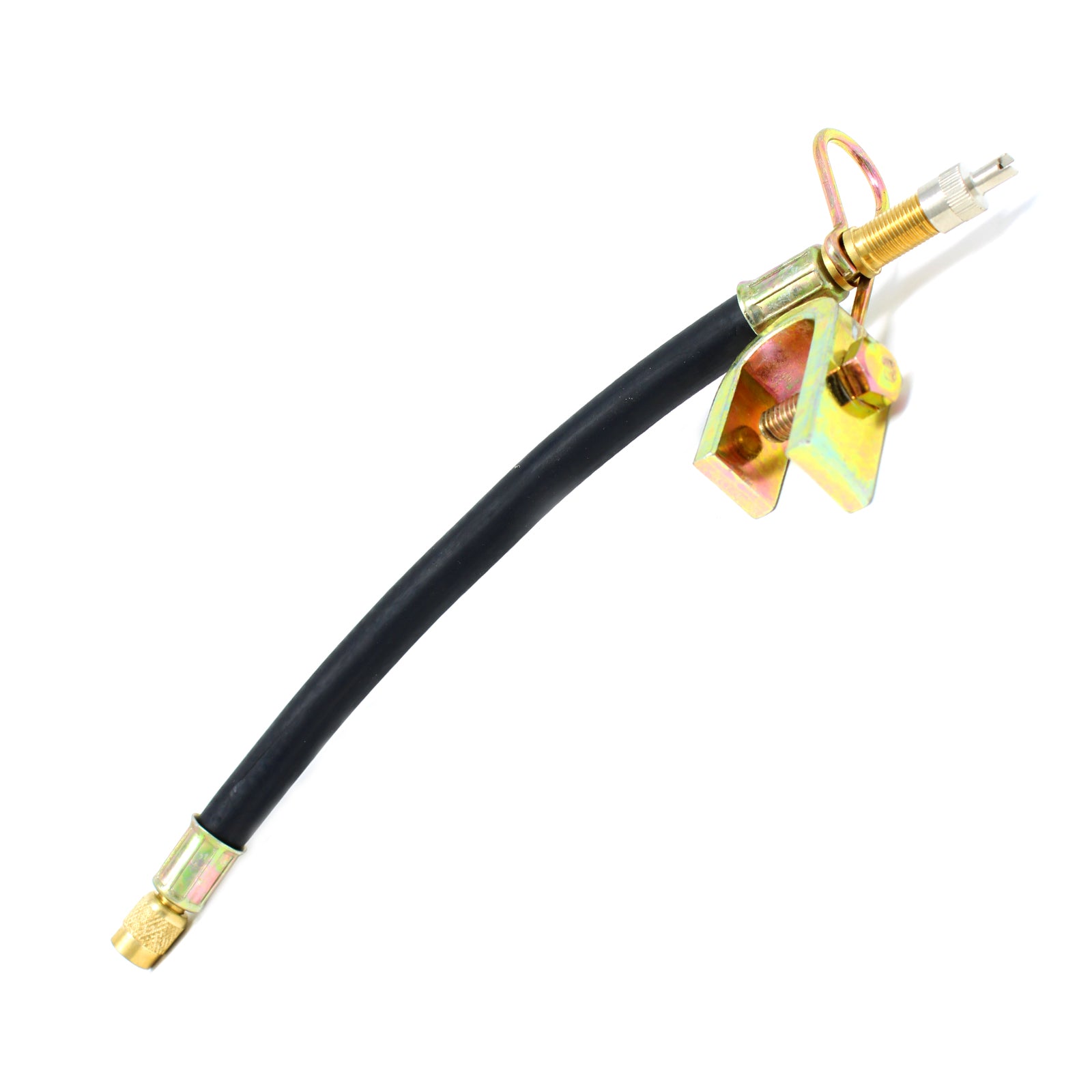 Large Flexible Tire Valve Extension 9.84" (250mm) - EPDM Rubber with Rim Clamp Φ12/10mm