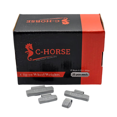 C‑HORSE 100-Piece Assortment Clip-On Wheel Weight Kit – P Style – Gray Coated – 0.25 oz, 0.50 oz, 0.75 oz, 1.00 oz