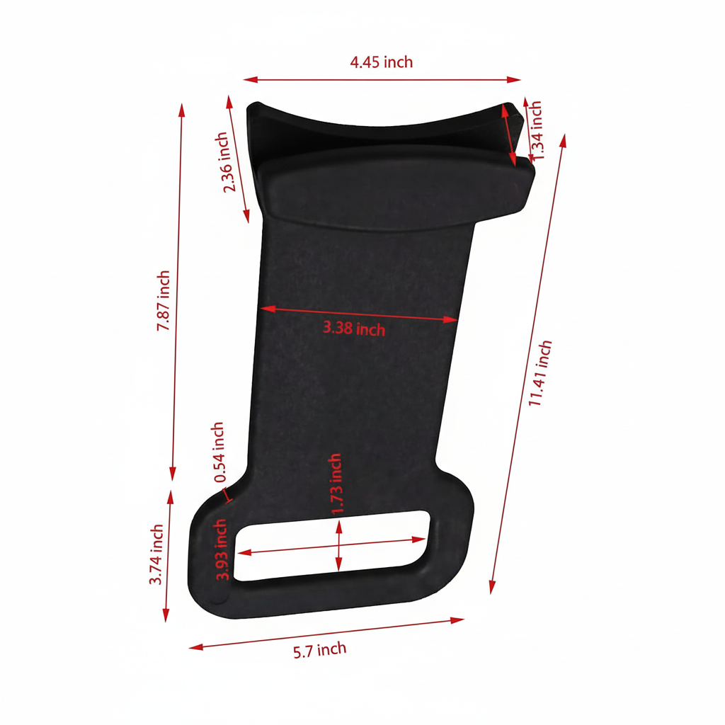 Black product with dimensions labeled on a white background