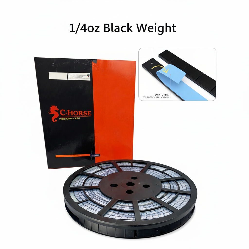 Stick-On Black Wheel Weight Roll - 0.25oz Segments 720pc Blue Tape
