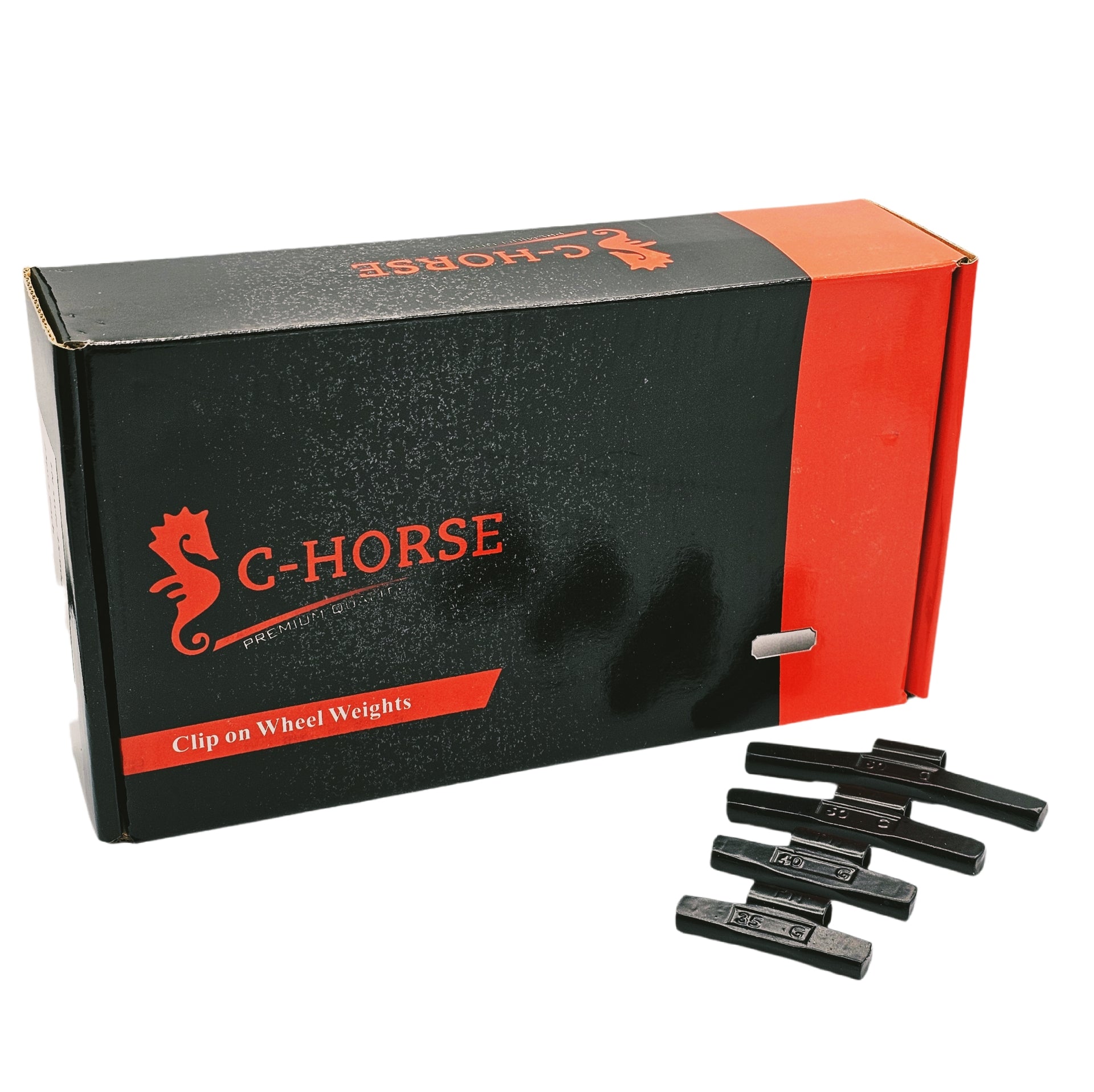 C-HORSE 100-Piece Clip-On Wheel Weight Assortment - FN Style, Black Coated 35-60gr = 1.25-2.00oz