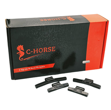 C-HORSE 100-Piece Clip-On Wheel Weight Assortment - FN Style, Black Coated 35-60gr = 1.25-2.00oz