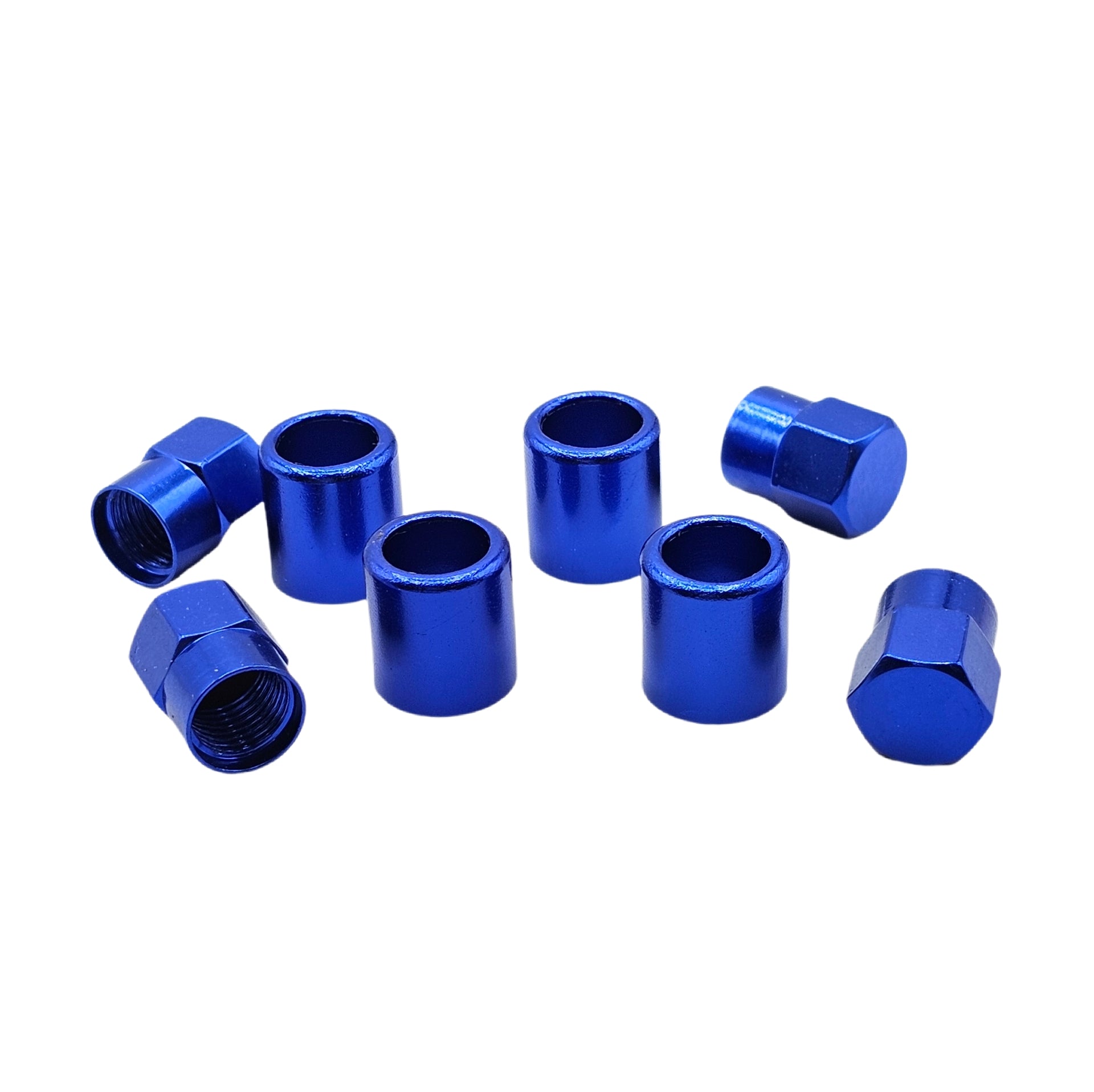 Blue Aluminum Valve Sleeve & Cap Set - TR413 Snap-In 0.305"-32