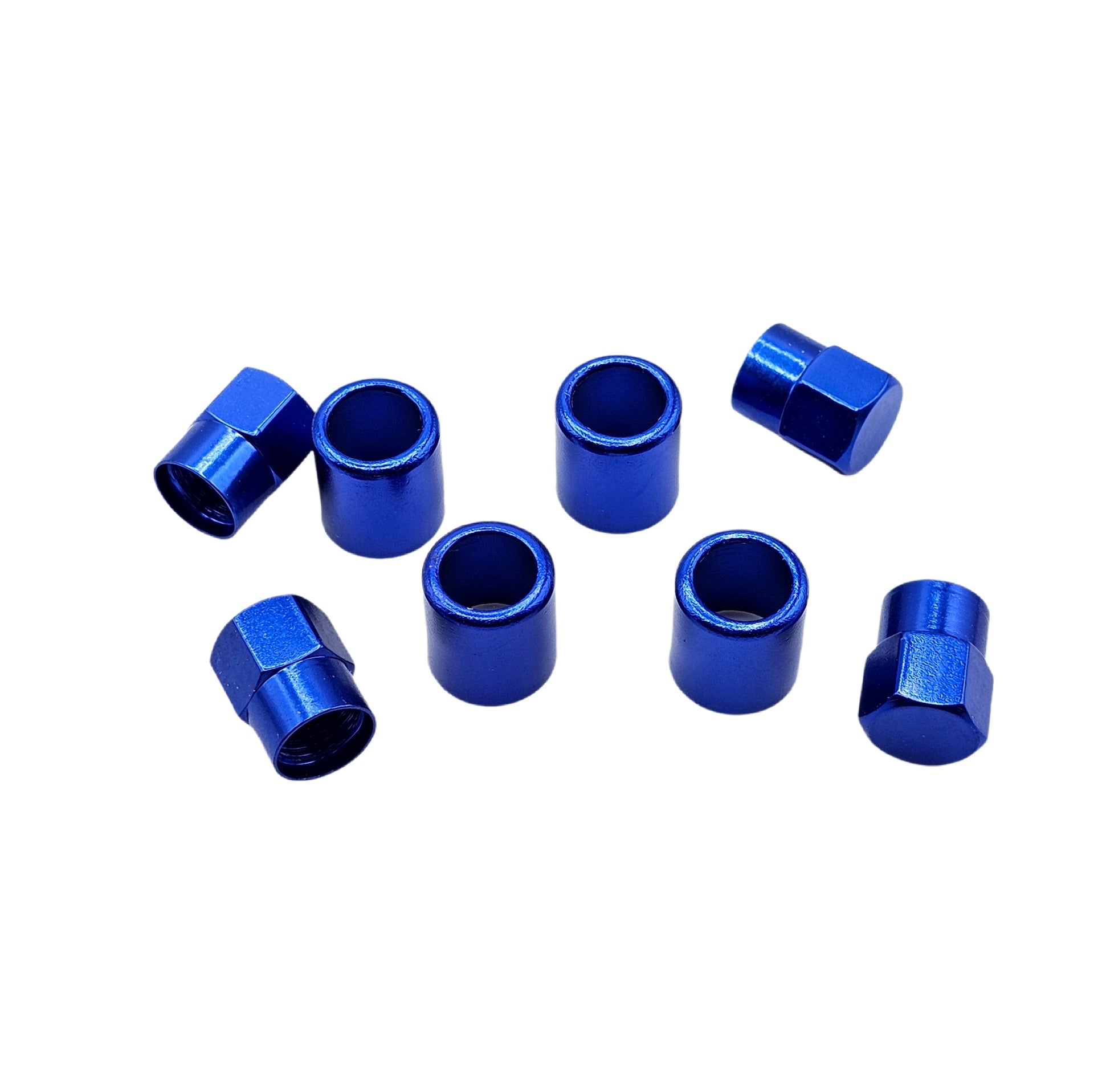 Blue Aluminum Valve Sleeve & Cap Set - TR413 Snap-In 0.305"-32