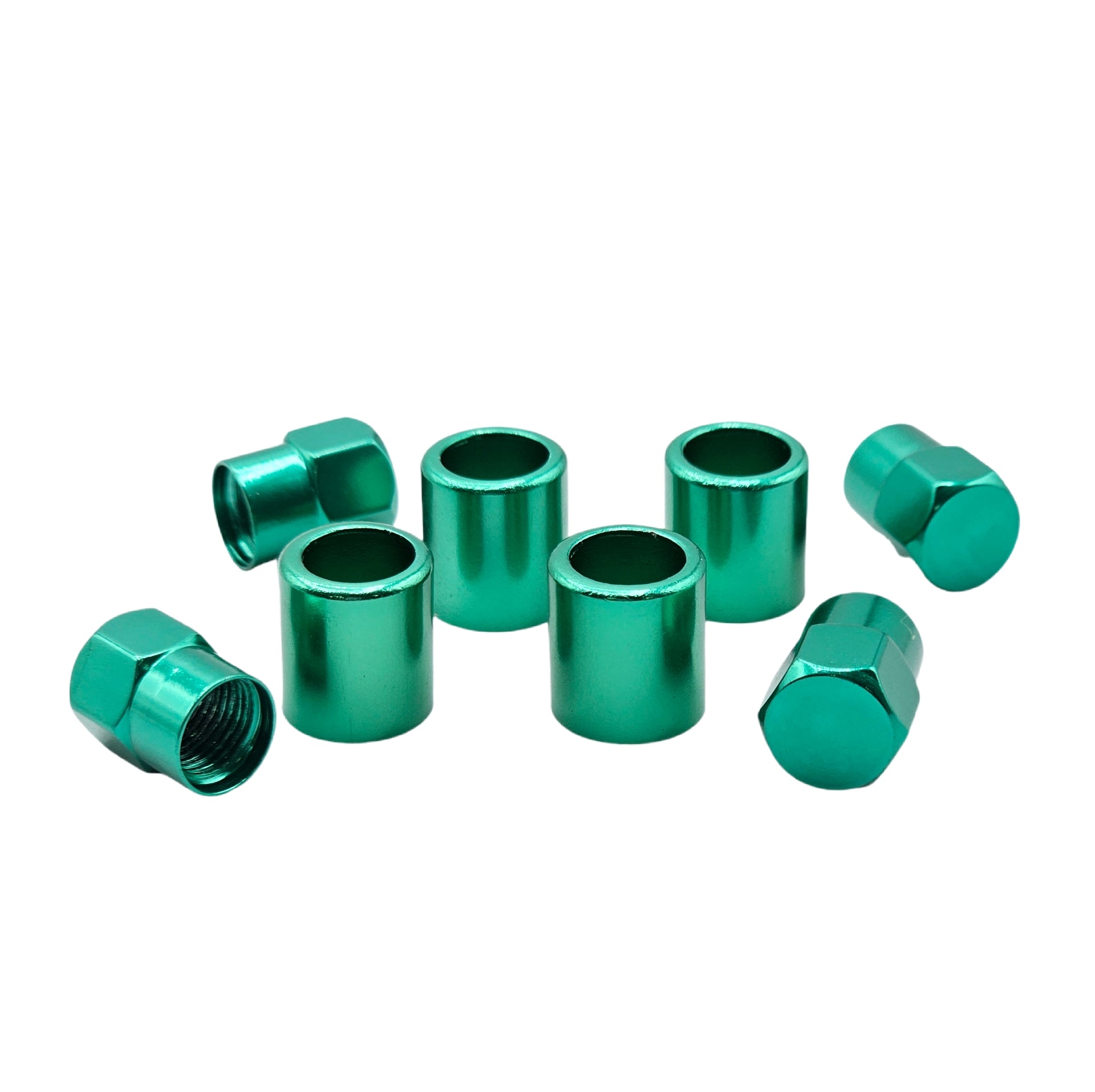 Green Aluminum Valve Sleeve & Cap Set - TR413 Snap-In 0.305"-32