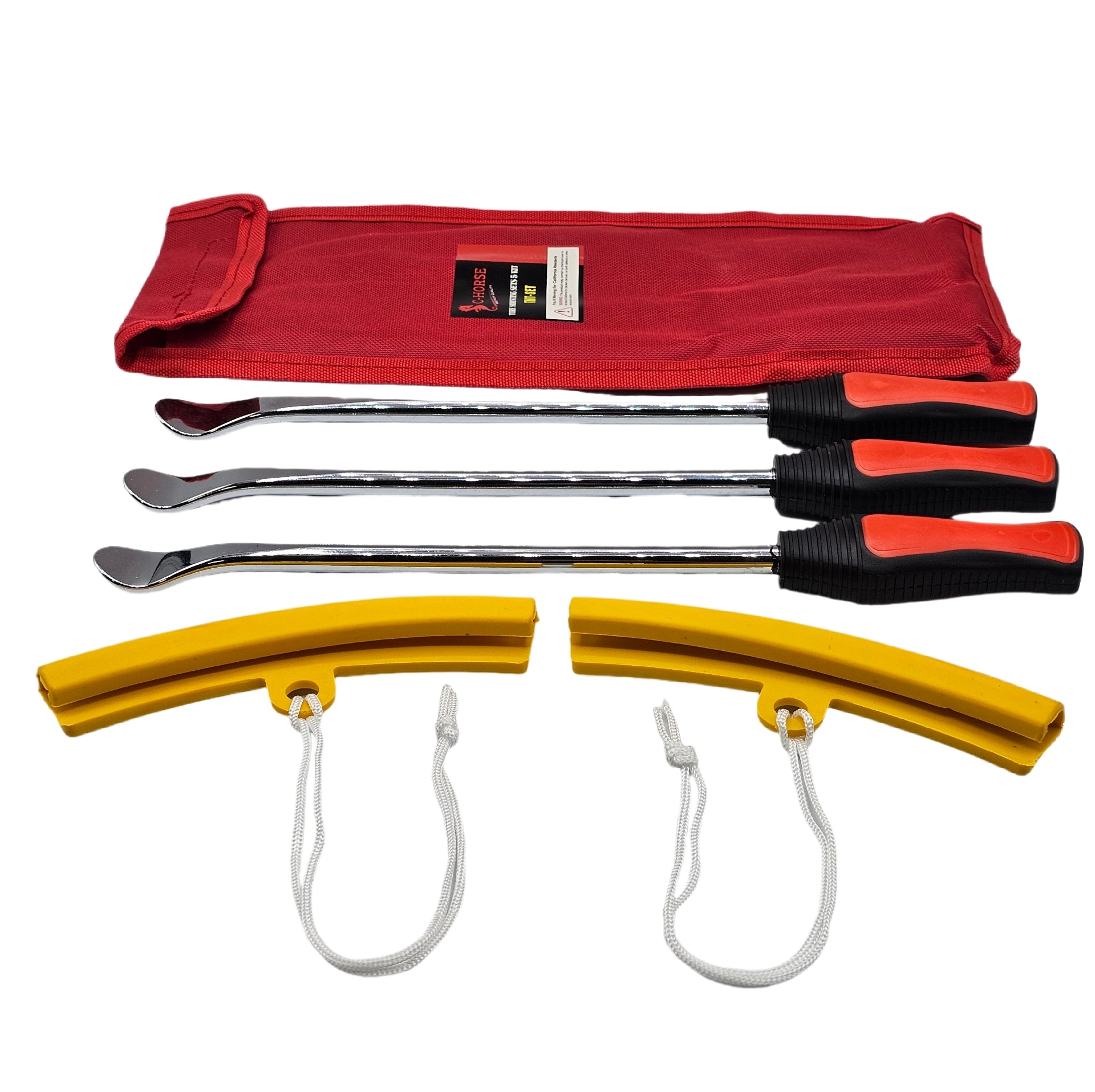 5pc Motorcycle Tire Changing Tool Set - 3 Spoon Levers + 2 Rim Protectors