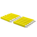 Set of yellow pool noodles with white caps on a white background