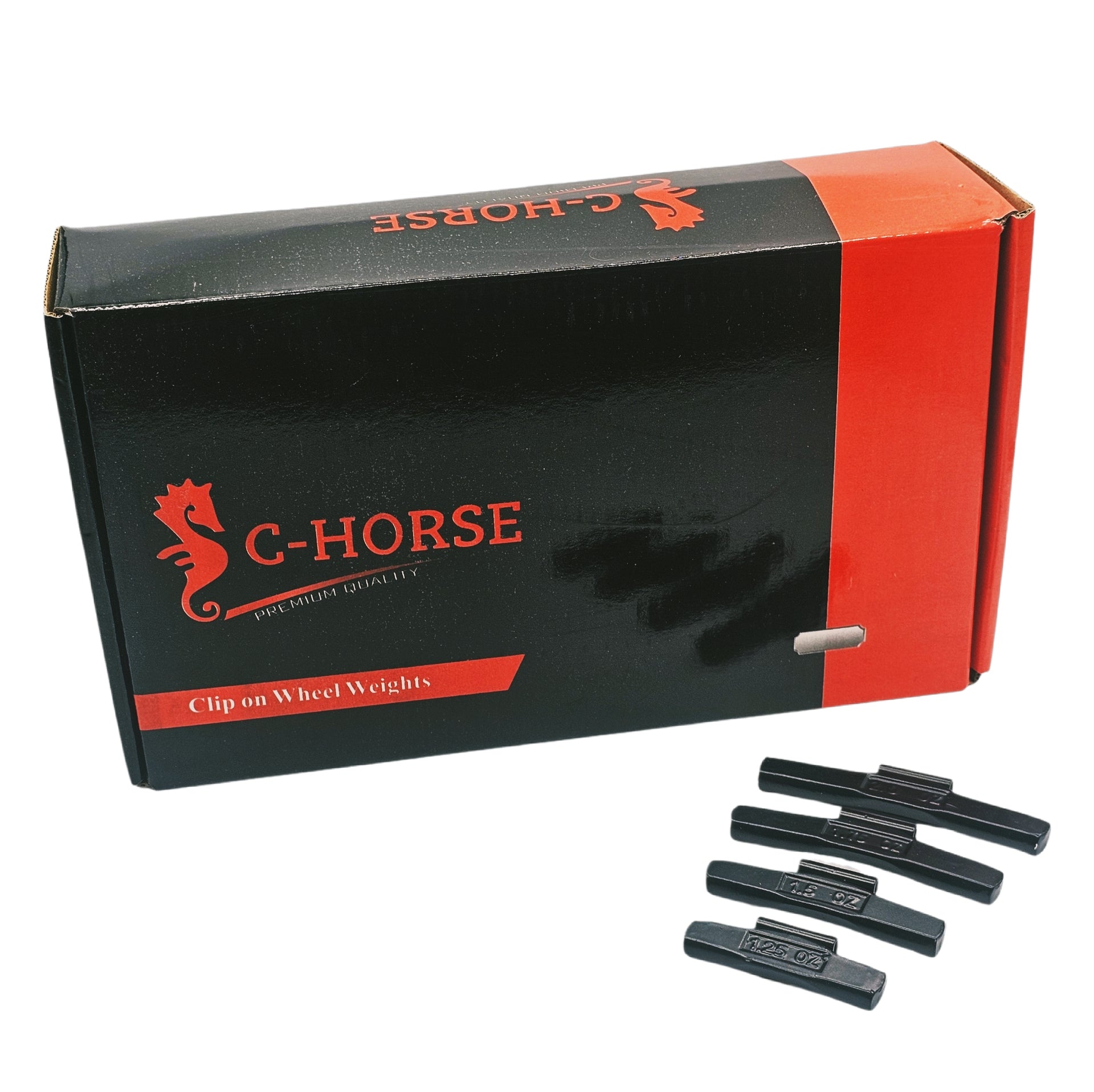 C‑HORSE 100-Piece Assortment Clip-On Wheel Weight Kit – AW Style – Black Coated – 1.25 oz, 1.50 oz, 1.75 oz, 2.00 oz