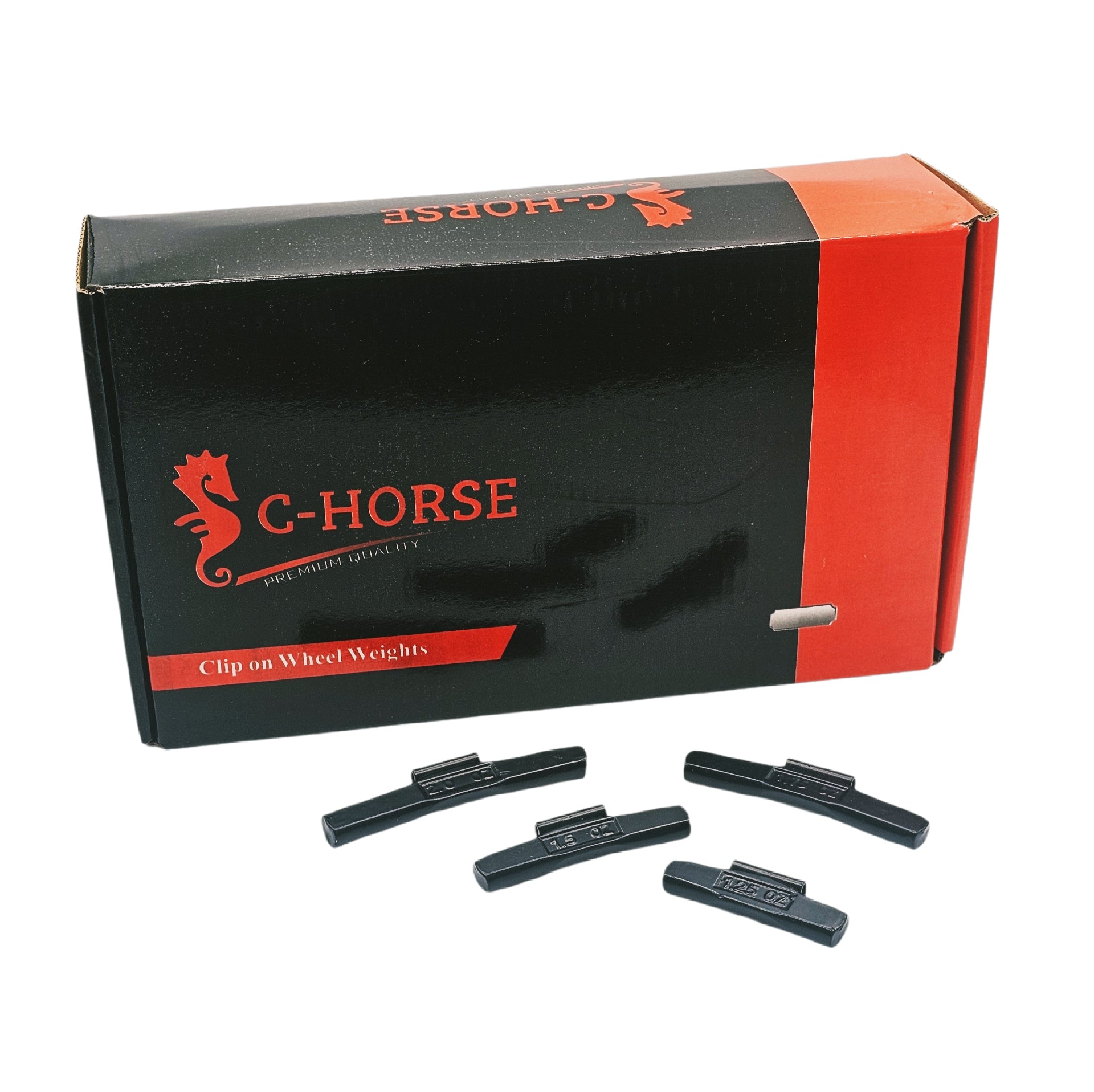 C‑HORSE 100-Piece Assortment Clip-On Wheel Weight Kit – AW Style – Black Coated – 1.25 oz, 1.50 oz, 1.75 oz, 2.00 oz