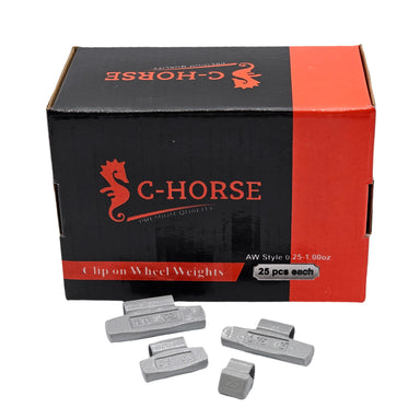 C‑HORSE 100-Piece Assortment Clip-On Wheel Weight Kit – AW Style – Gray Coated – 0.25 oz, 0.50 oz, 0.75 oz, 1.00 oz