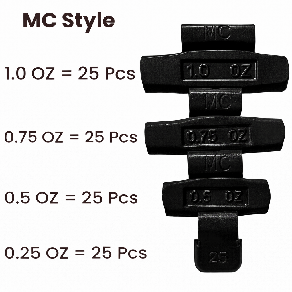 C‑HORSE 100-Piece Assortment Clip-On Wheel Weight Kit – MC Style – Black Coated – 0.25 oz, 0.50 oz, 0.75 oz, 1.00 oz