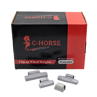 C‑HORSE 100-Piece Assortment Clip-On Wheel Weight Kit – MC Style – Gray Coated – 0.25 oz, 0.50 oz, 0.75 oz, 1.00 oz