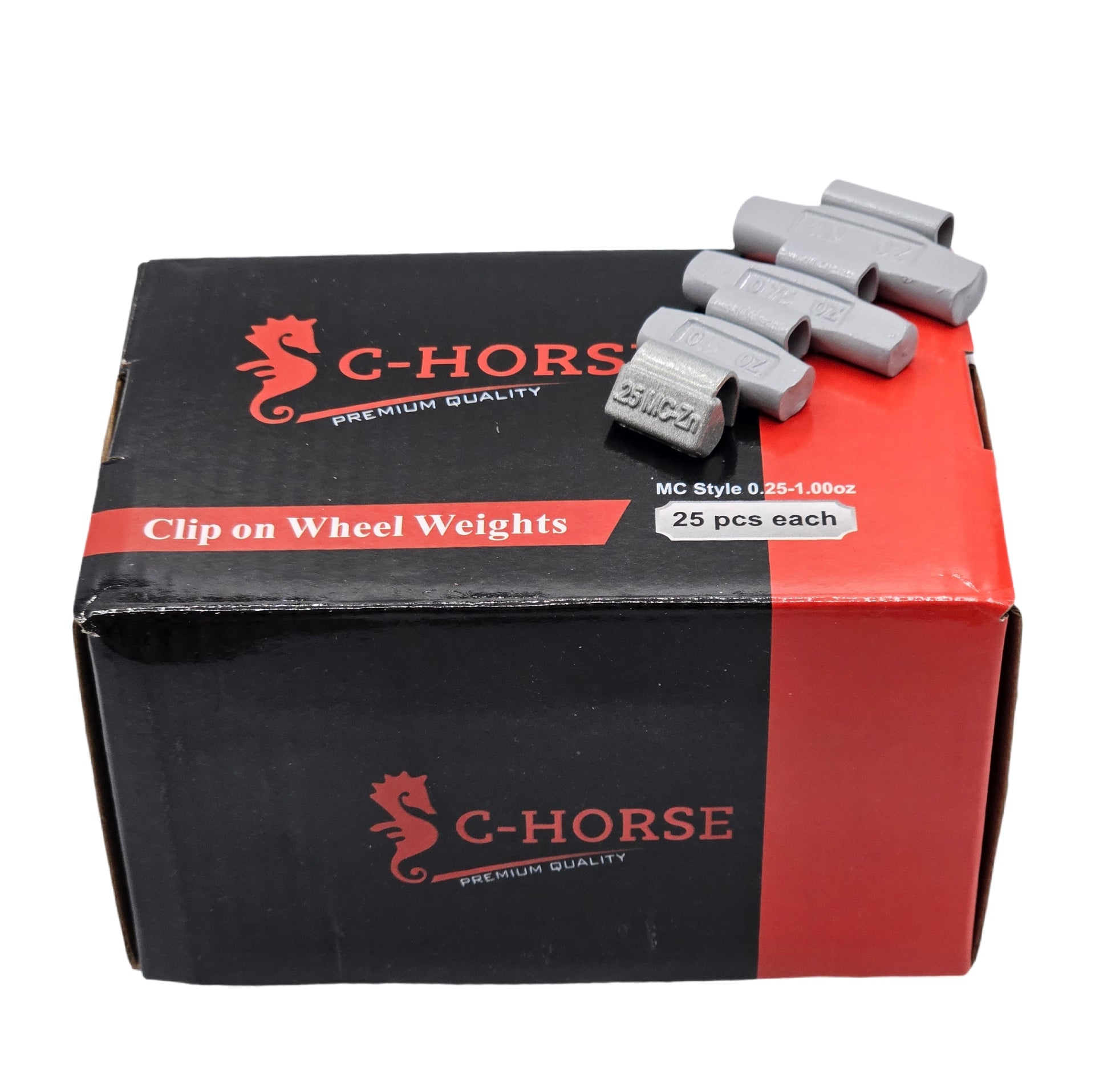 C‑HORSE 100-Piece Assortment Clip-On Wheel Weight Kit – MC Style – Gray Coated – 0.25 oz, 0.50 oz, 0.75 oz, 1.00 oz