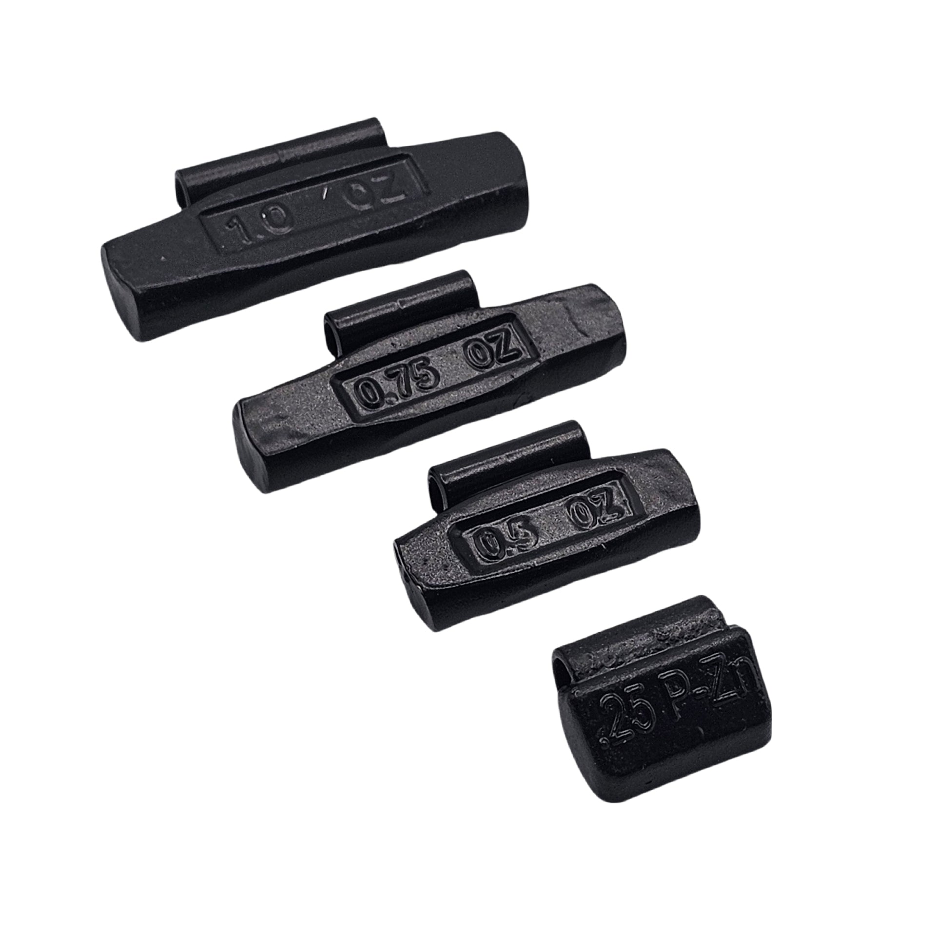 C‑HORSE 100-Piece Assortment Clip-On Wheel Weight Kit – P Style – Black Coated – 0.25 oz, 0.50 oz, 0.75 oz, 1.00 oz