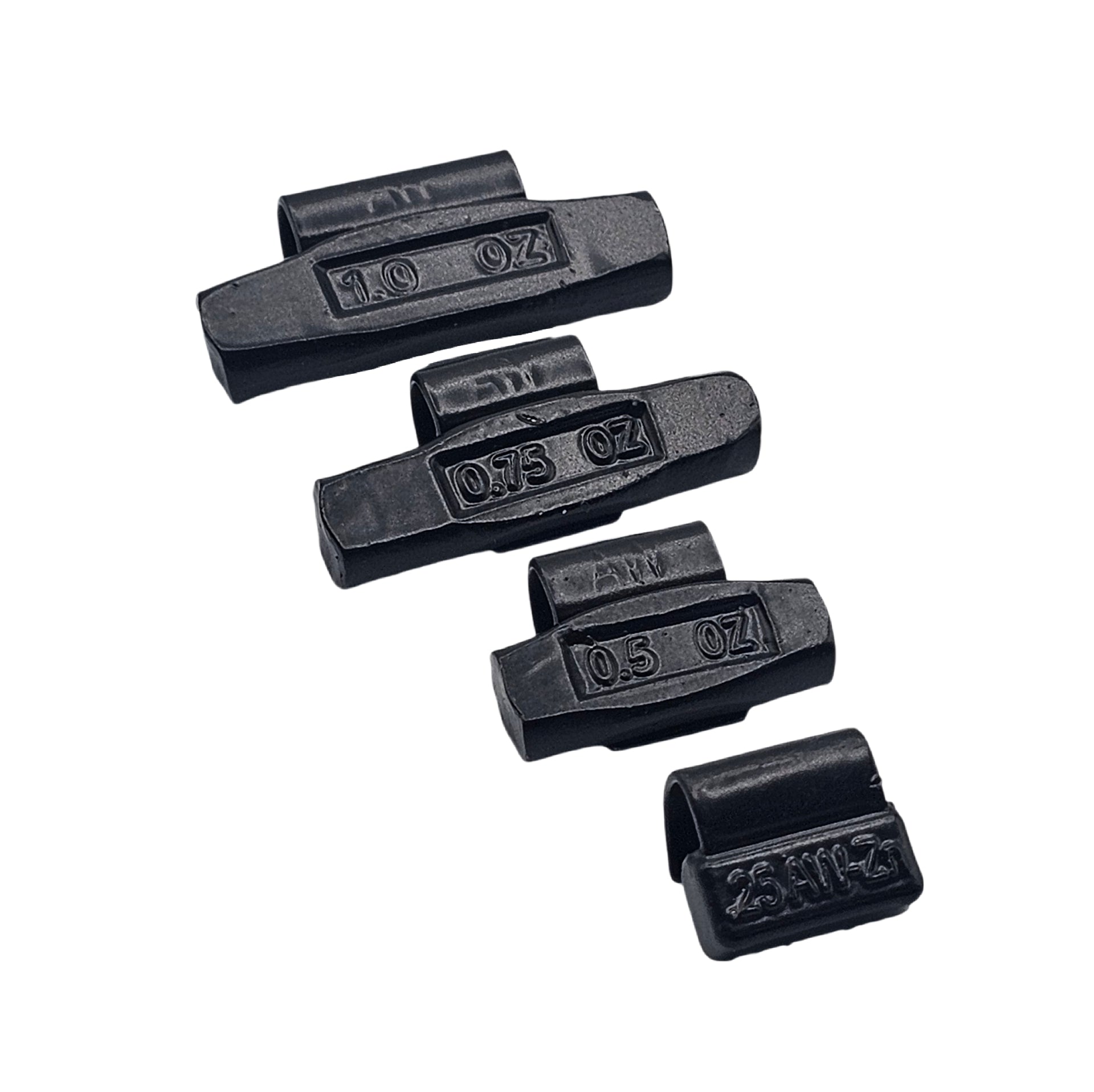 C‑HORSE 100-Piece Assortment Clip-On Wheel Weight Kit – AW Style – Black Coated – 0.25 oz, 0.50 oz, 0.75 oz, 1.00 oz
