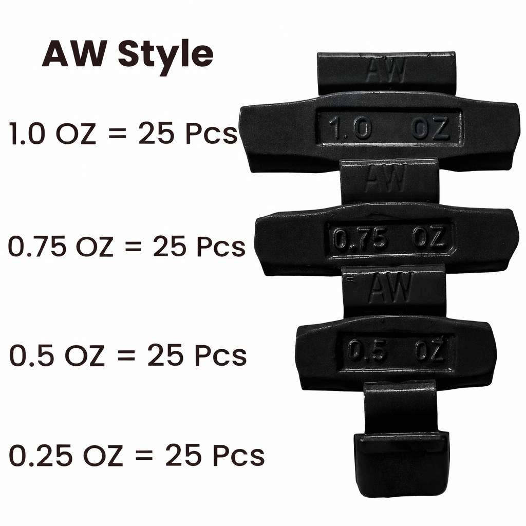 C‑HORSE 100-Piece Assortment Clip-On Wheel Weight Kit – AW Style – Black Coated – 0.25 oz, 0.50 oz, 0.75 oz, 1.00 oz