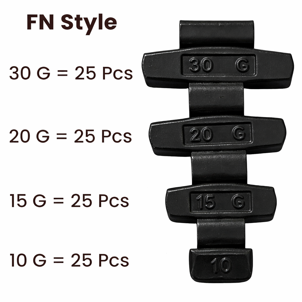 C‑HORSE 100-Piece Assortment Clip-On Wheel Weight Kit – FN Style – Black Coated – 10g, 15g, 20g, 30g (0.25 oz–1.00 oz)-a