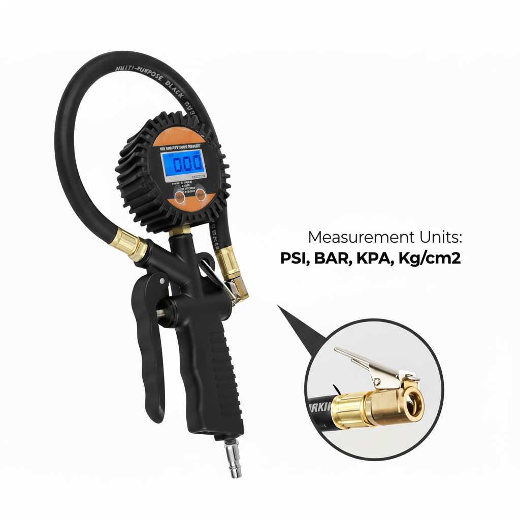 Digital Tire Inflator with Pressure Gauge - 250 PSI LCD Air Chuck