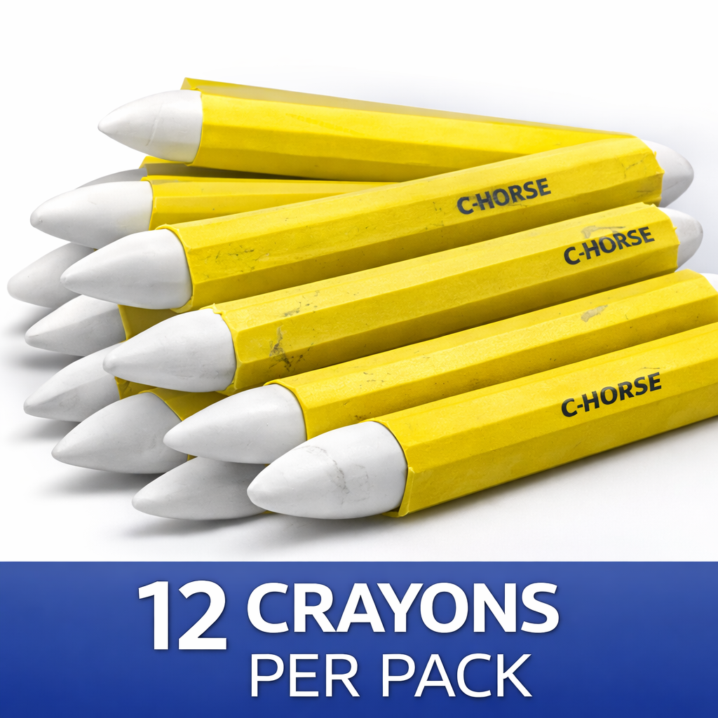 Pack of yellow crayons with white tips labeled 'C-Horse' on a white background.