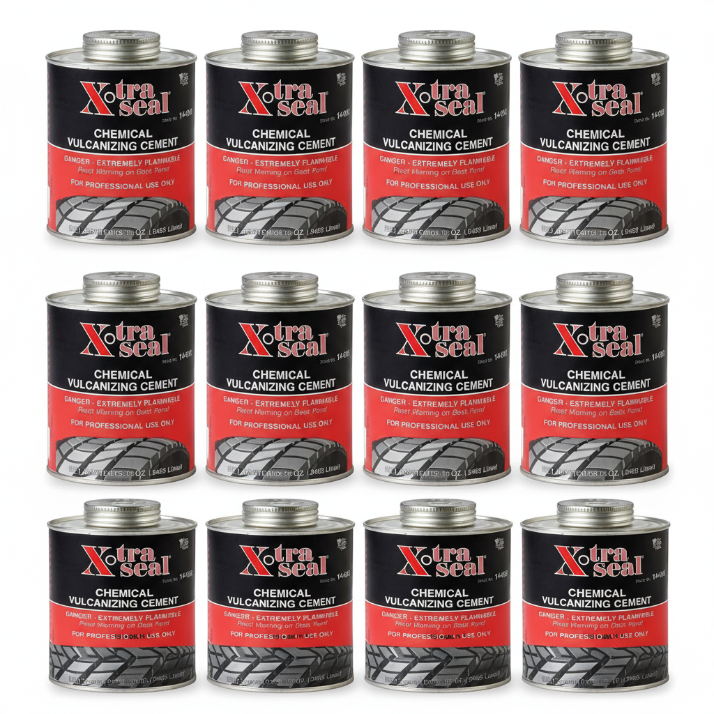 can of Xtra Seal Chemical Vulcanizing Cement .