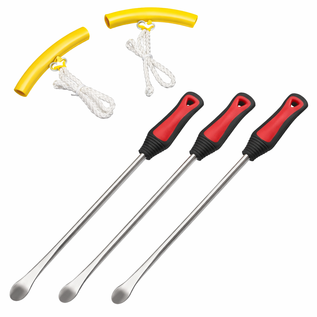 5pc Motorcycle Tire Changing Tool Set - 3 Spoon Levers + 2 Rim Protectors