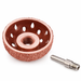 Metal grinding wheel with a threaded shaft on a white background