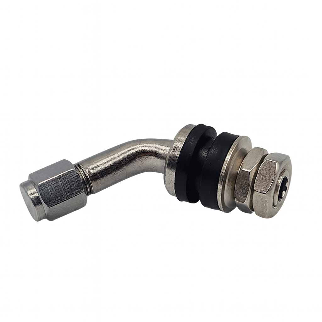 VS8-45° Chrome Tire Valve Stem - 45 Degree Angle for Φ11.5mm/.453" Holes