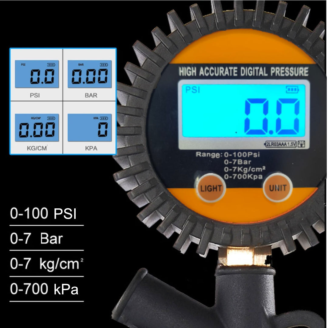 Digital Tire Inflator with Pressure Gauge - 250 PSI LCD Air Chuck