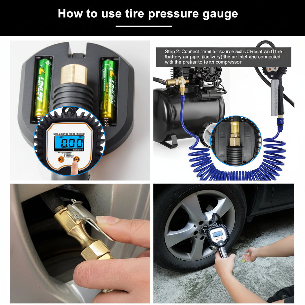 Digital Tire Inflator with Pressure Gauge - 255 PSI LCD Air Chuck