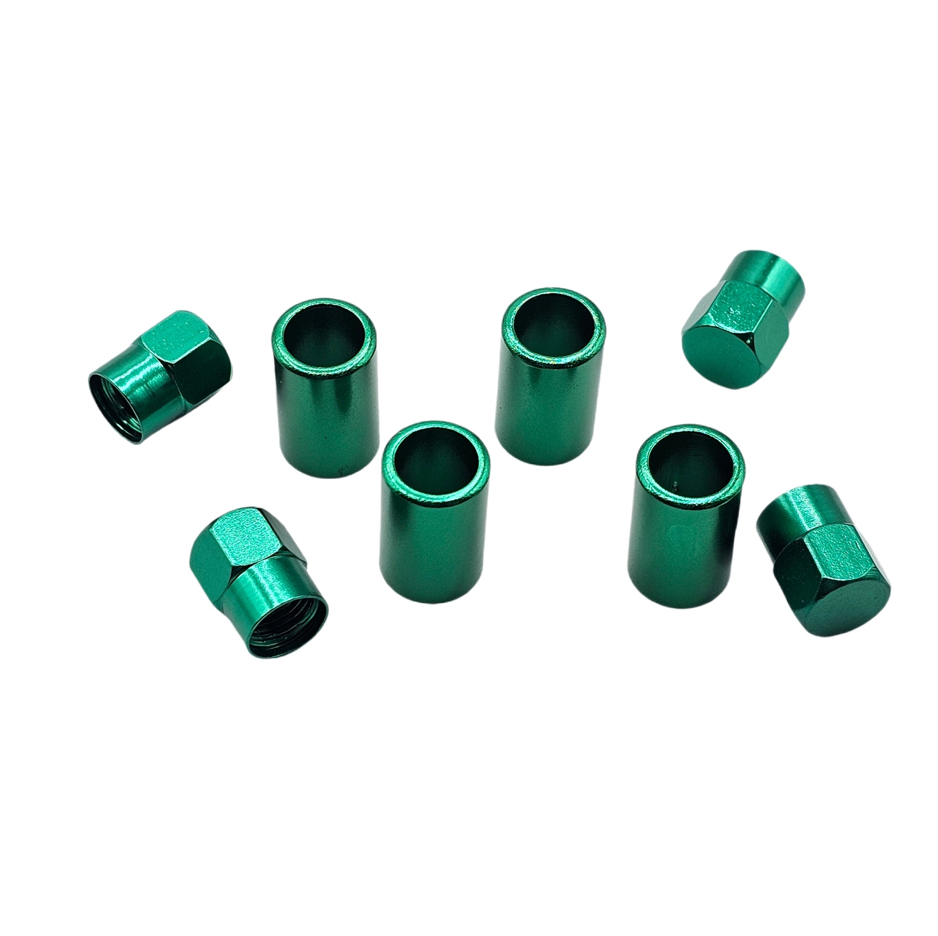 Green Aluminum Valve Sleeve & Cap Set - TR414 Snap-In 0.305"-32