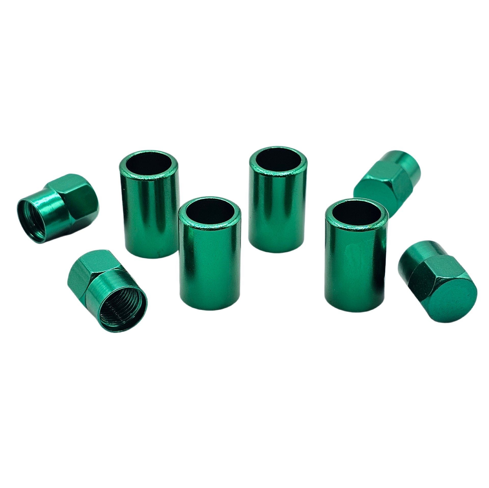 Green Aluminum Valve Sleeve & Cap Set - TR414 Snap-In 0.305"-32