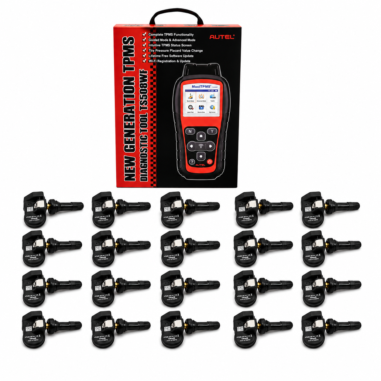 Autel MaxiTPMS TS508WF + 20-Pack Universal TPMS Sensor Bundle
