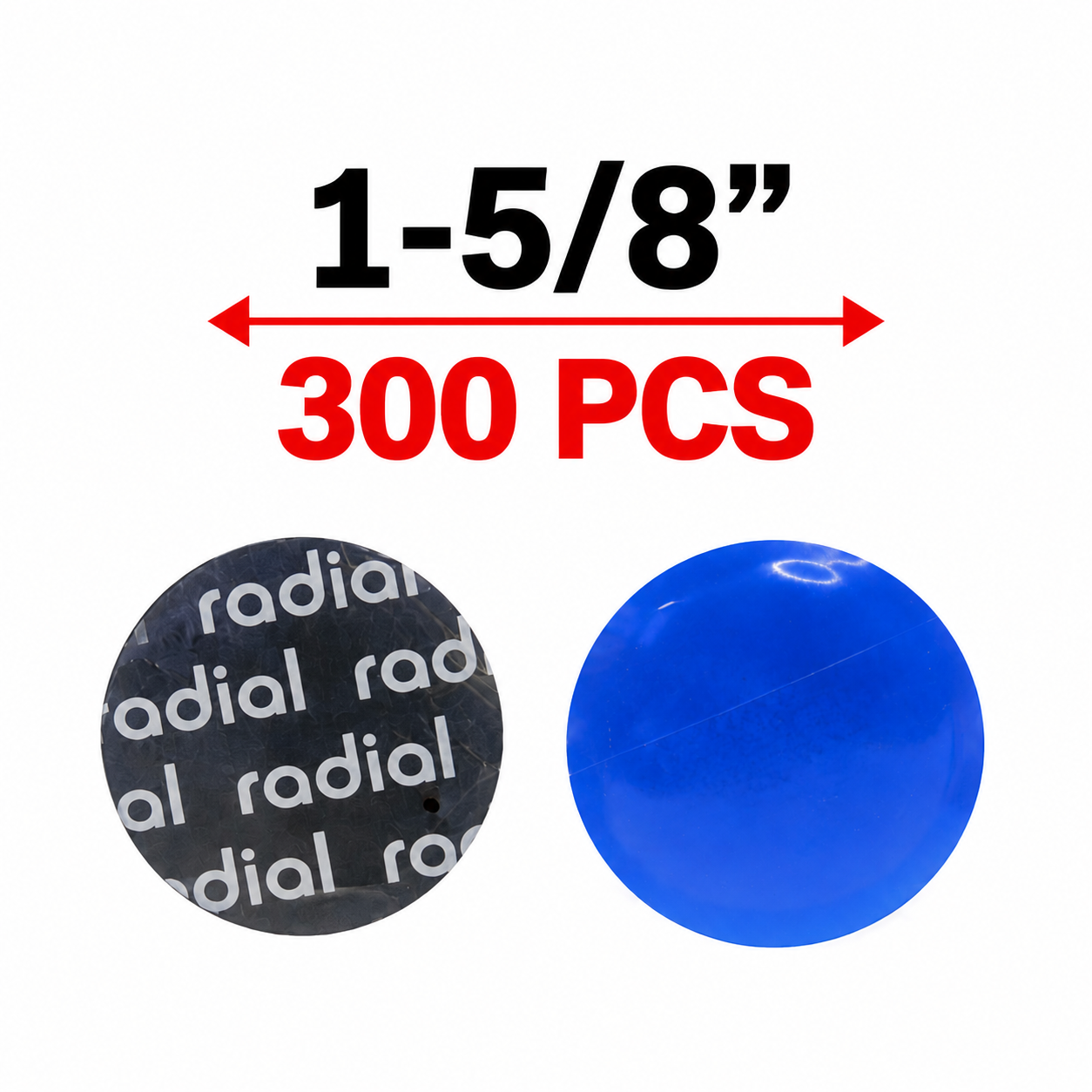 1,000 Mix Round Radial Tire Patch Bundle (300 Small 41mm, 500 Medium 57mm, 200 Large 80mm)