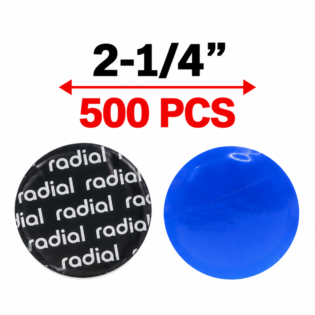 1,000 Mix Round Radial Tire Patch Bundle (300 Small 41mm, 500 Medium 57mm, 200 Large 80mm)