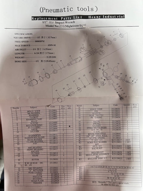 1-Inch Air Impact Wrench with Max Torque up to 3800 N·m and Free Load Speed 3500