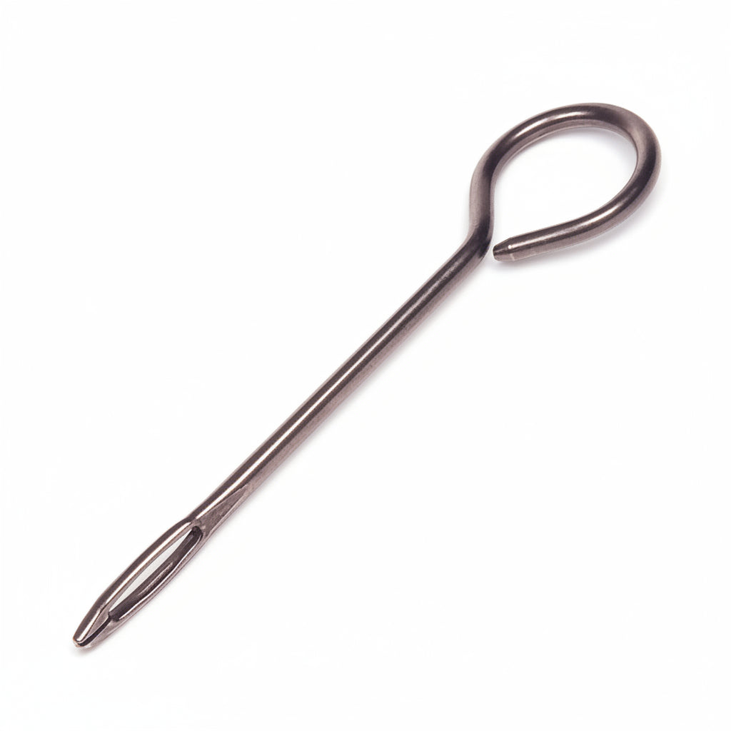 Metal tent stake on a white background