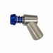 Metal fitting with blue connector on a white background