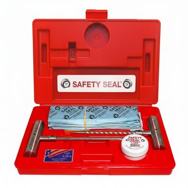 Red tool kit with safety seal truck repair kit