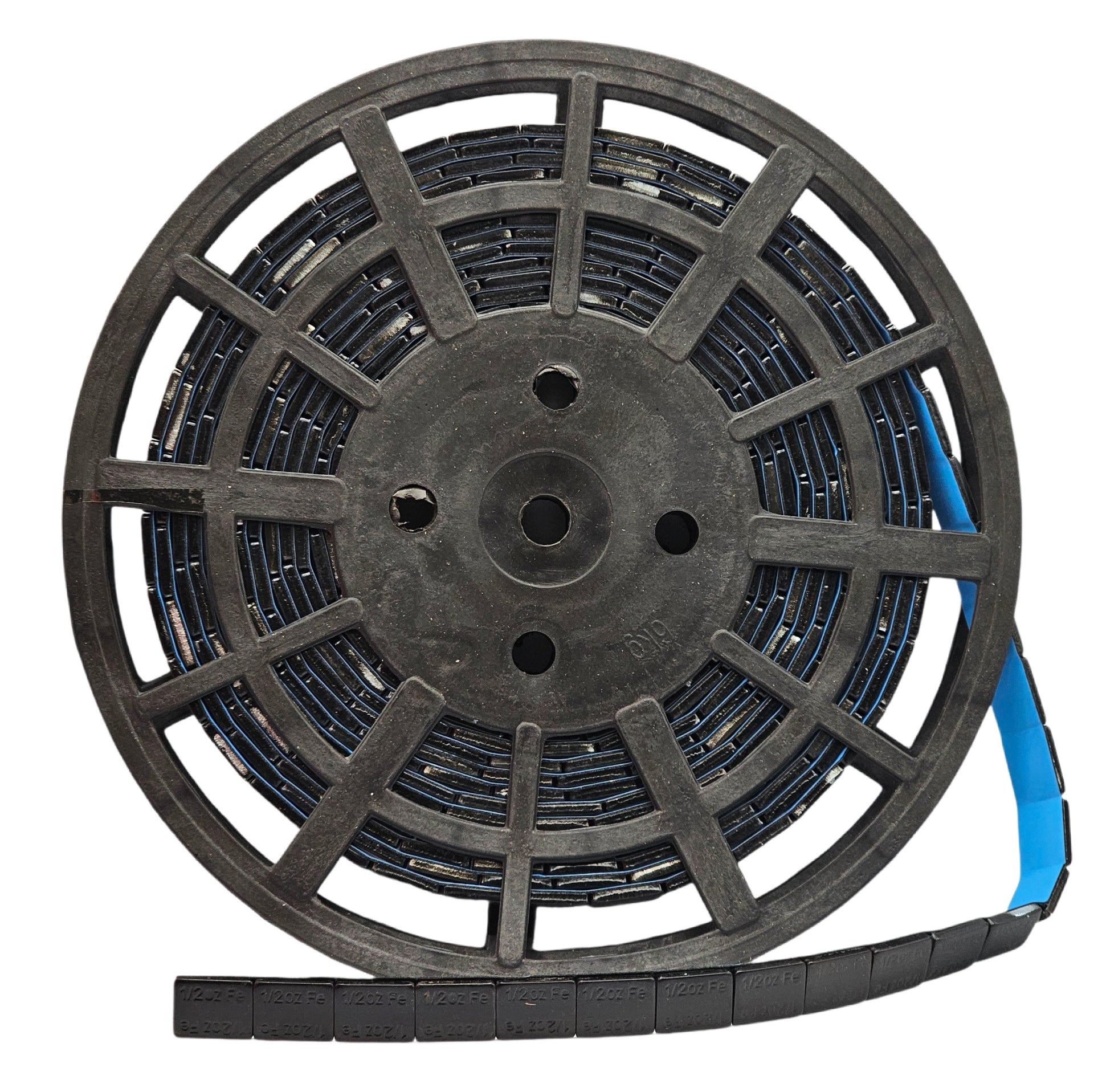 Stick-On Black Wheel Weight Roll - 1 oz Segments 180pc Blue Tape