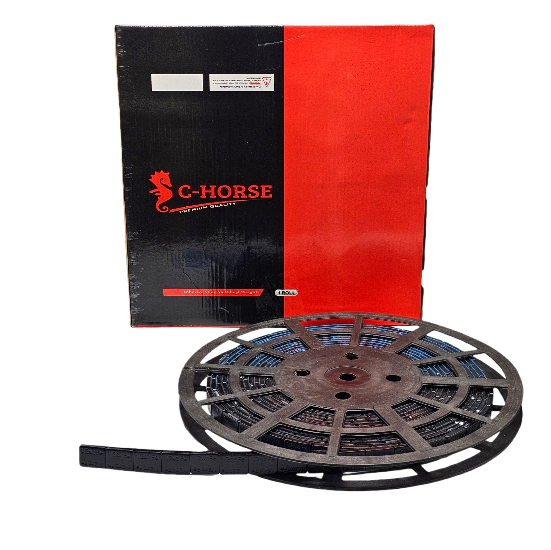Stick-On Black Wheel Weight Roll - 1 oz Segments 180pc Blue Tape