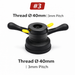 Black and yellow threading tool with specifications on a white background