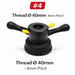 Black and yellow threading tool with specifications on a white background