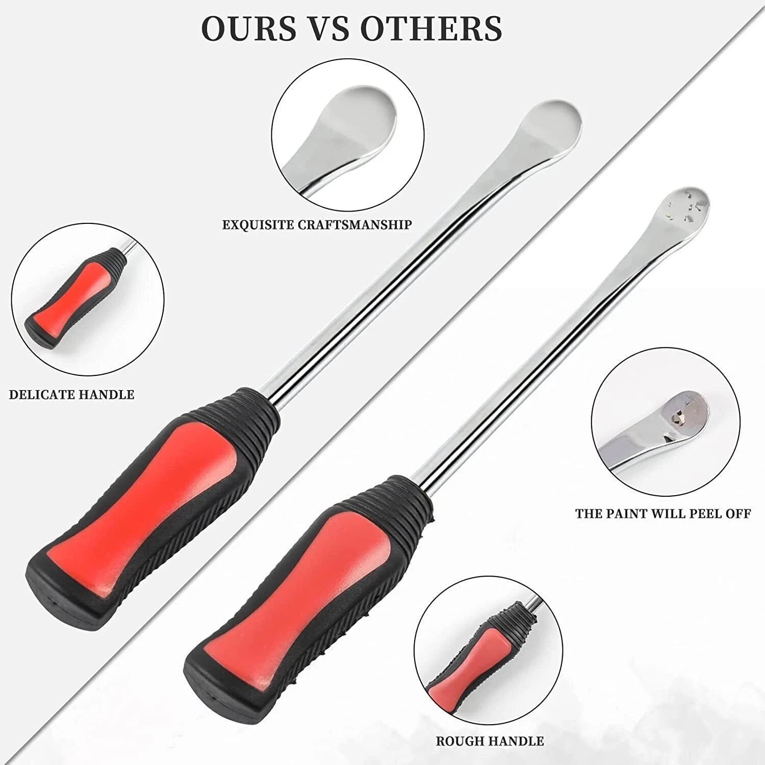 5pc Motorcycle Tire Changing Tool Set - 3 Spoon Levers + 2 Rim Protectors