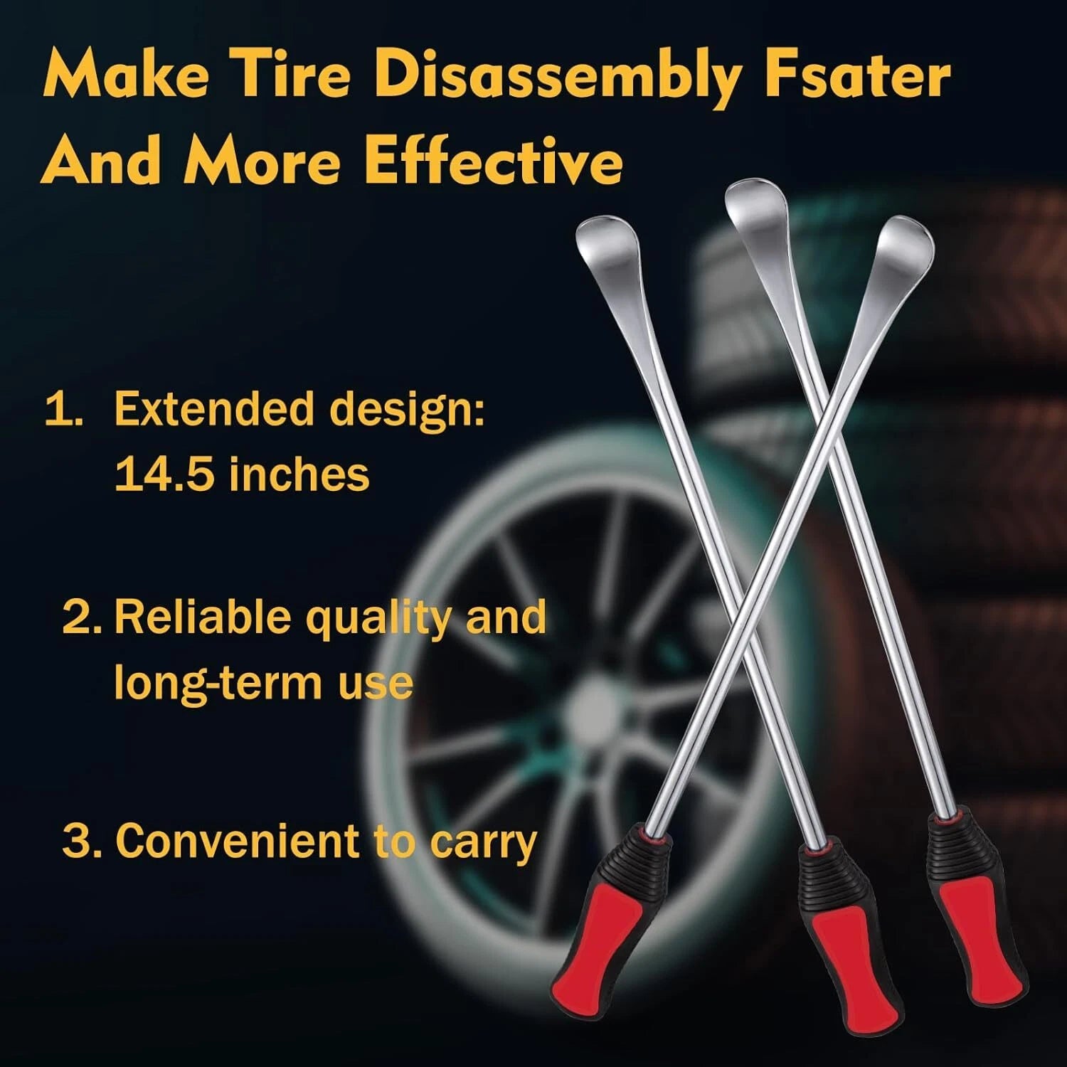 5pc Motorcycle Tire Changing Tool Set - 3 Spoon Levers + 2 Rim Protectors