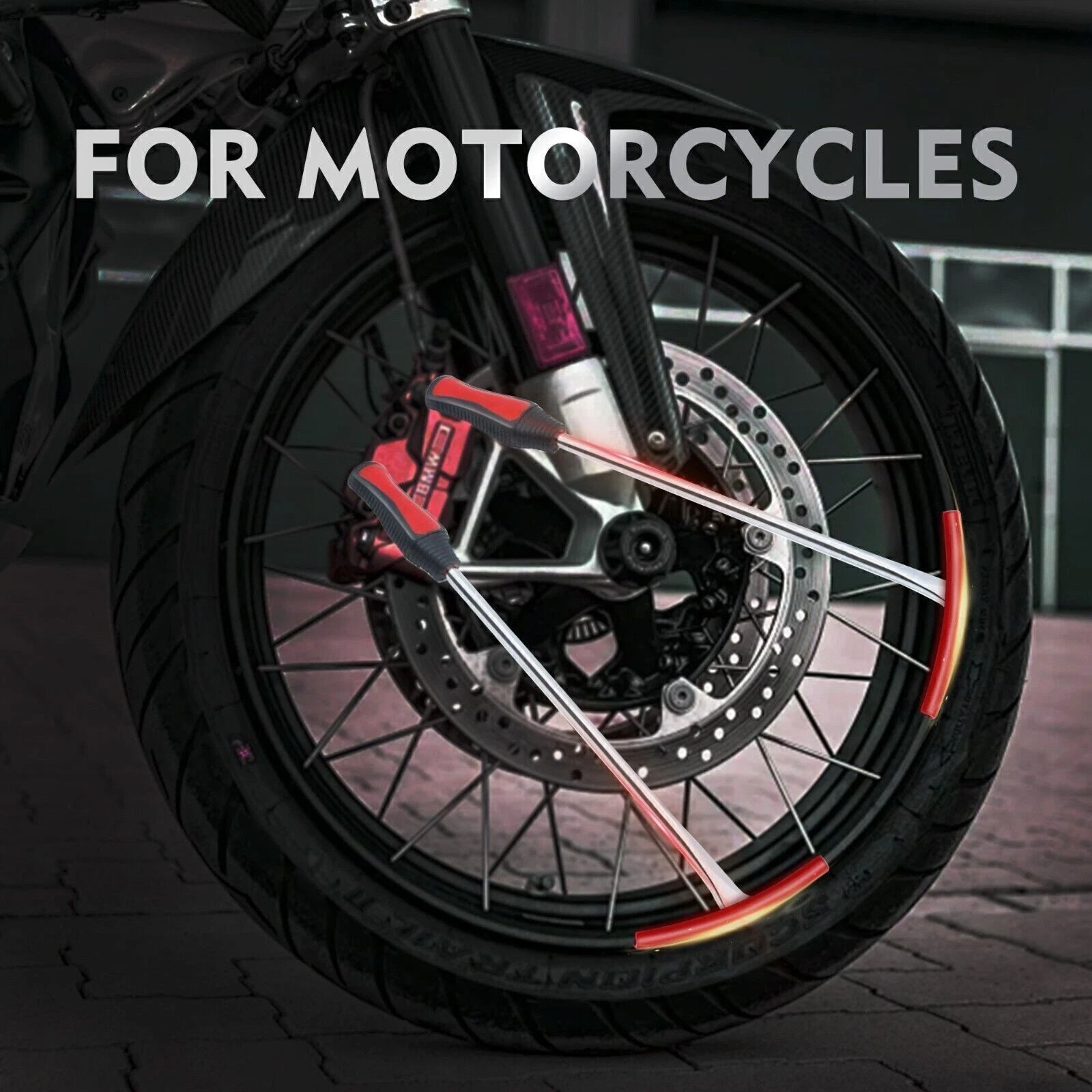 5pc Motorcycle Tire Changing Tool Set - 3 Spoon Levers + 2 Rim Protectors