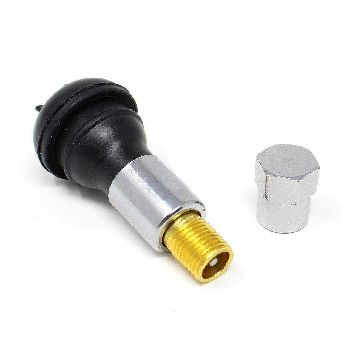 TR413C Chrome Snap-In Rubber Valve Stem - 1.25" for Passenger Cars & Light Trucks (100-Pack)