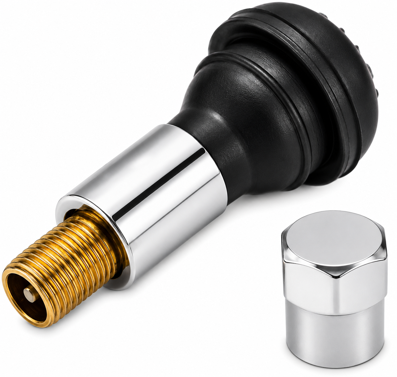 TR413C Chrome Snap-In Rubber Valve Stem - 1.25" for Passenger Cars & Light Trucks (100-Pack)